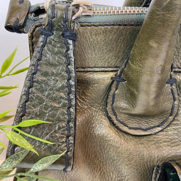 Authentic Chloe  Edith Green Leather Satchel Bag Purse Travel Bag - Picture 10 of 14